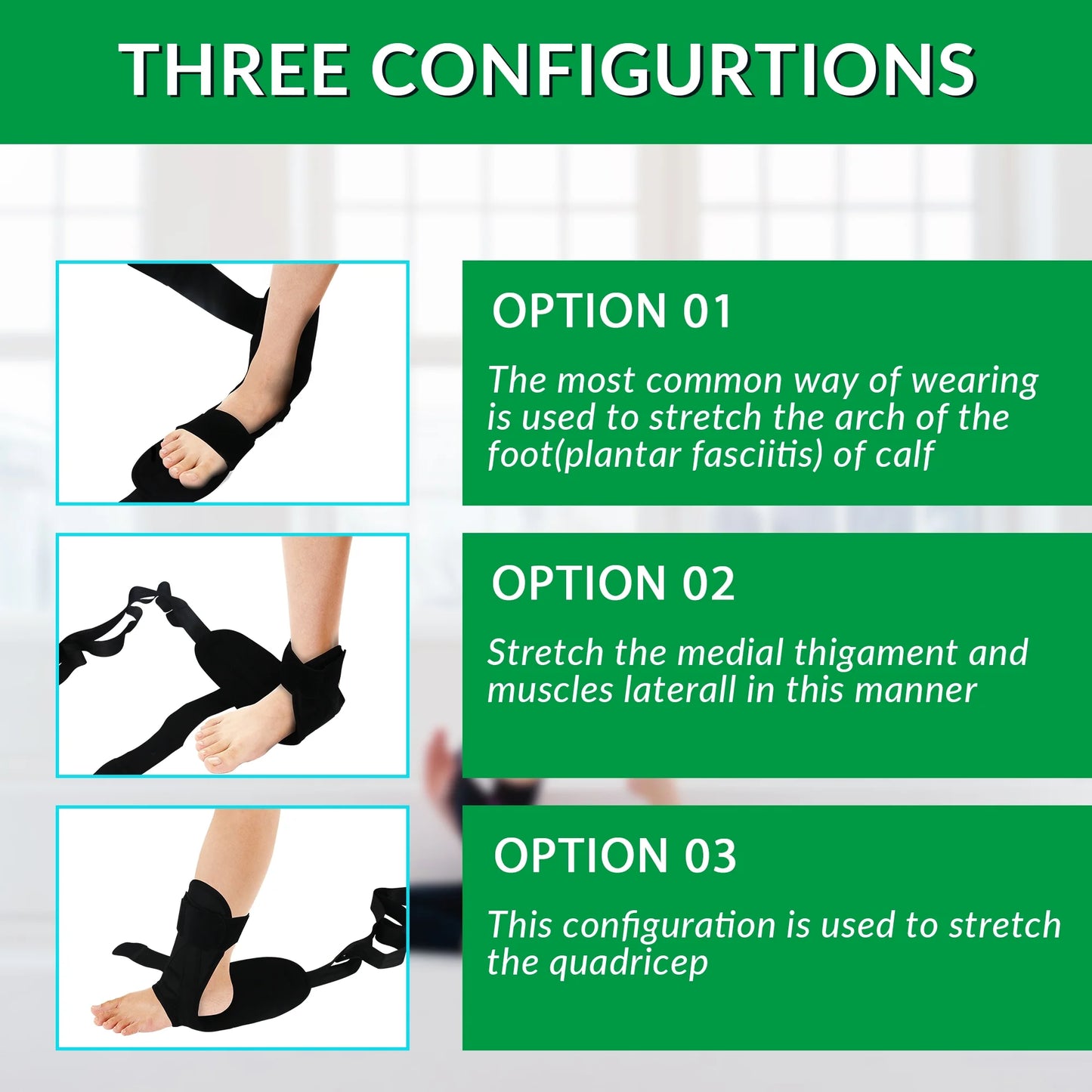 Foot Stretcher Belt for Plantar Fasciitis and Yoga, Black,‎Unisex-Adult