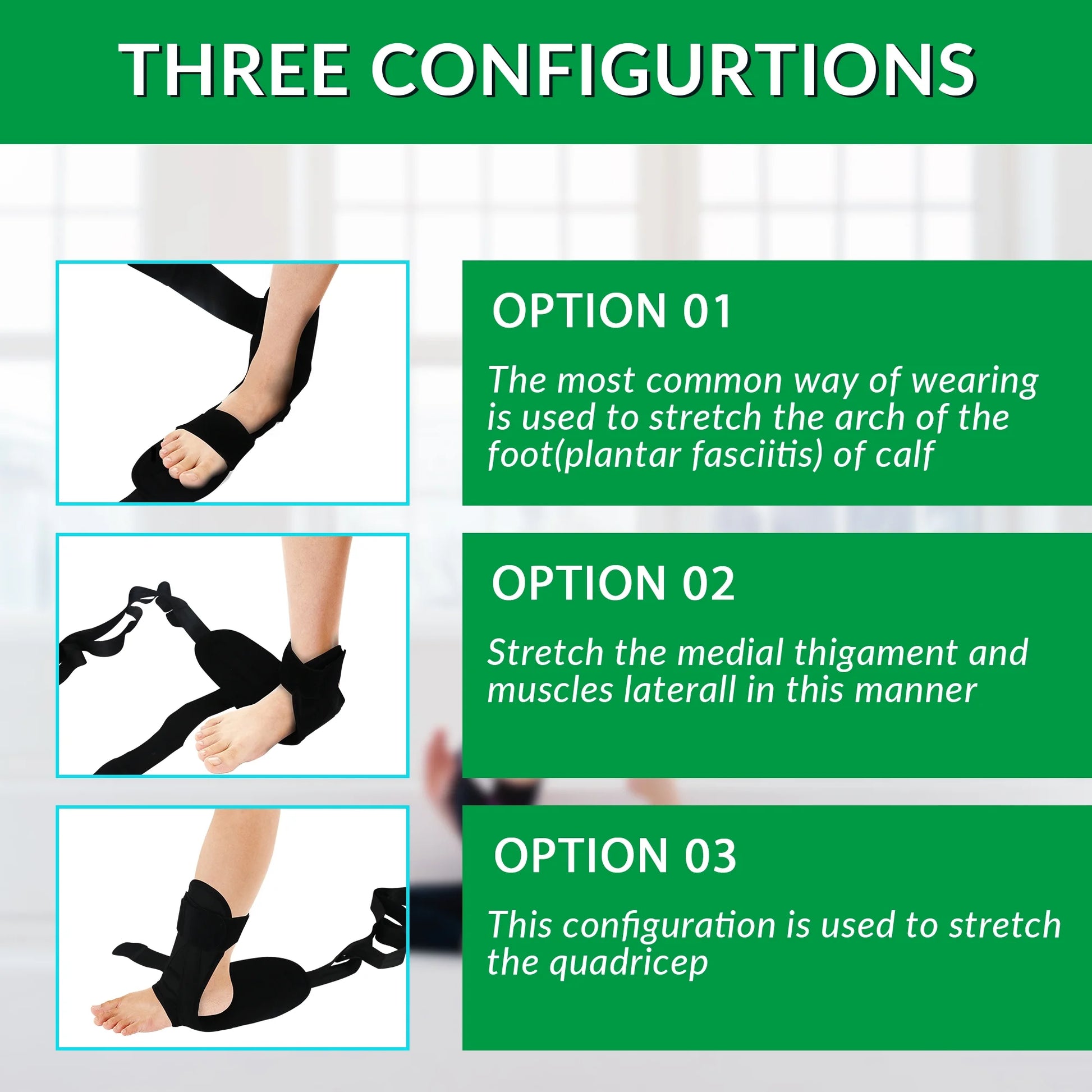Foot Stretcher Belt for Plantar Fasciitis and Yoga, Black,‎Unisex-Adult